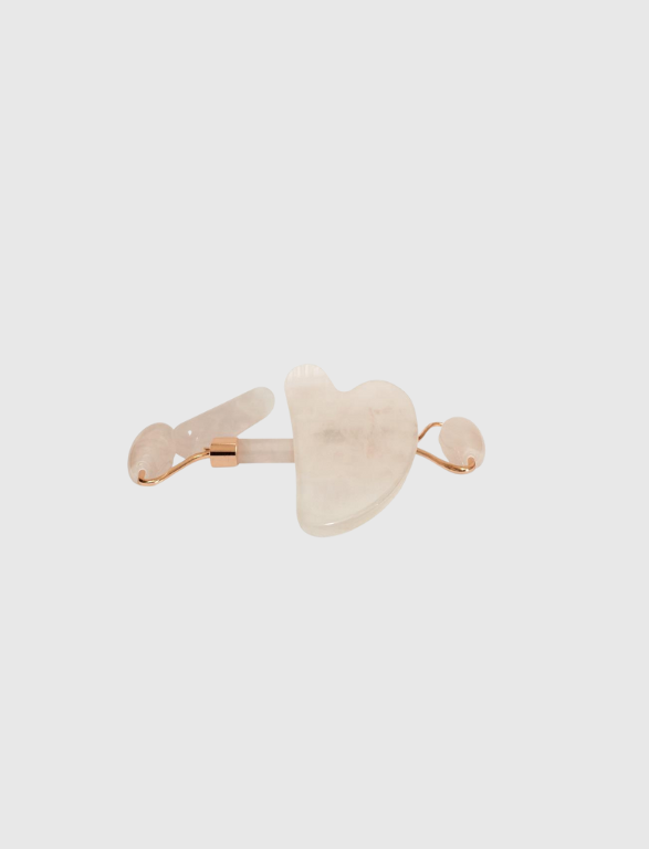Rodillo Facial y Gua Sha de Cuarzo Rosa
