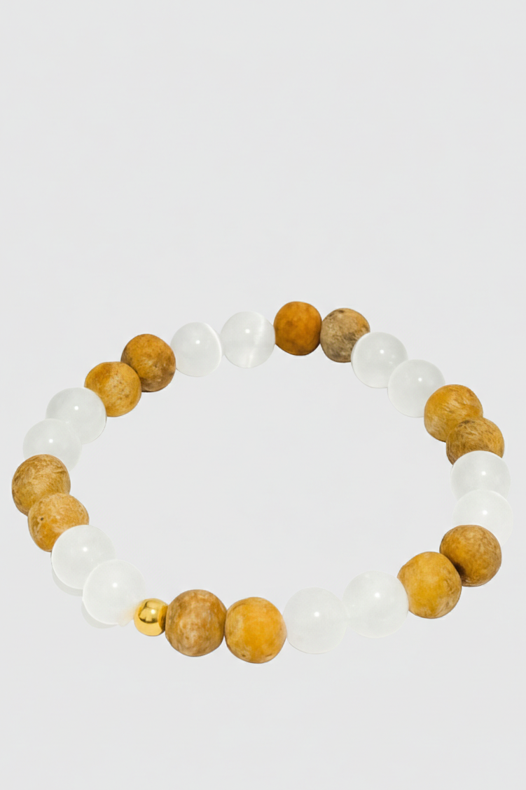 Pulsera de Palo Santo con Selenita