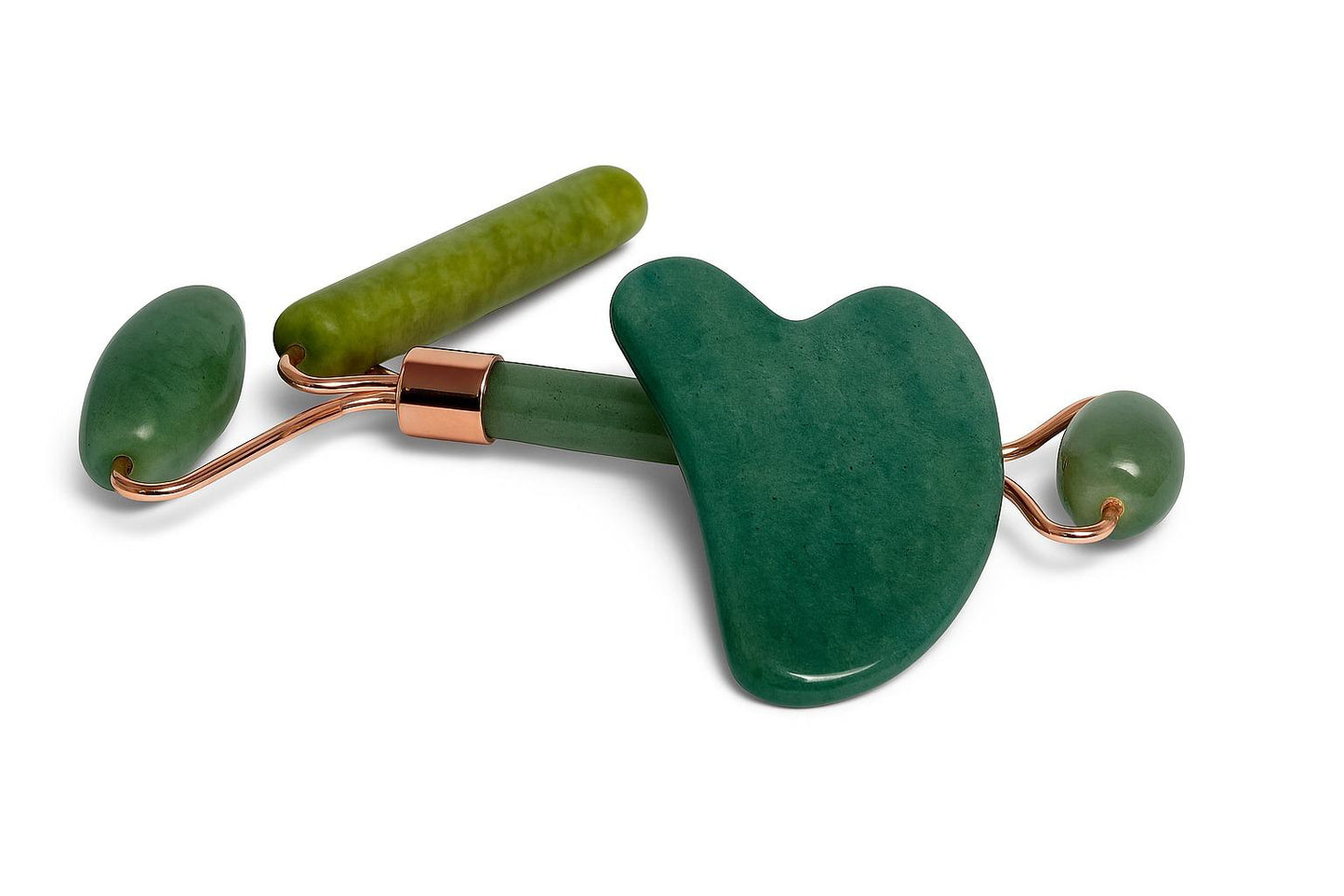 Rodillo Facial y Gua Sha de Jade Verde