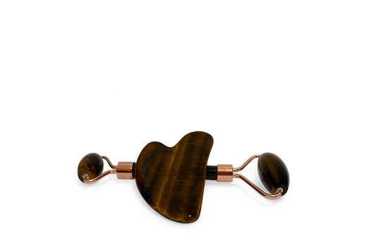 Rodillo Facial y Gua Sha de Ojo de Tigre